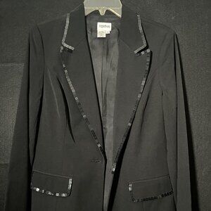 Vintage Together Women's Long Sleeve Blazer Jacket Size 8 Black w Sequin